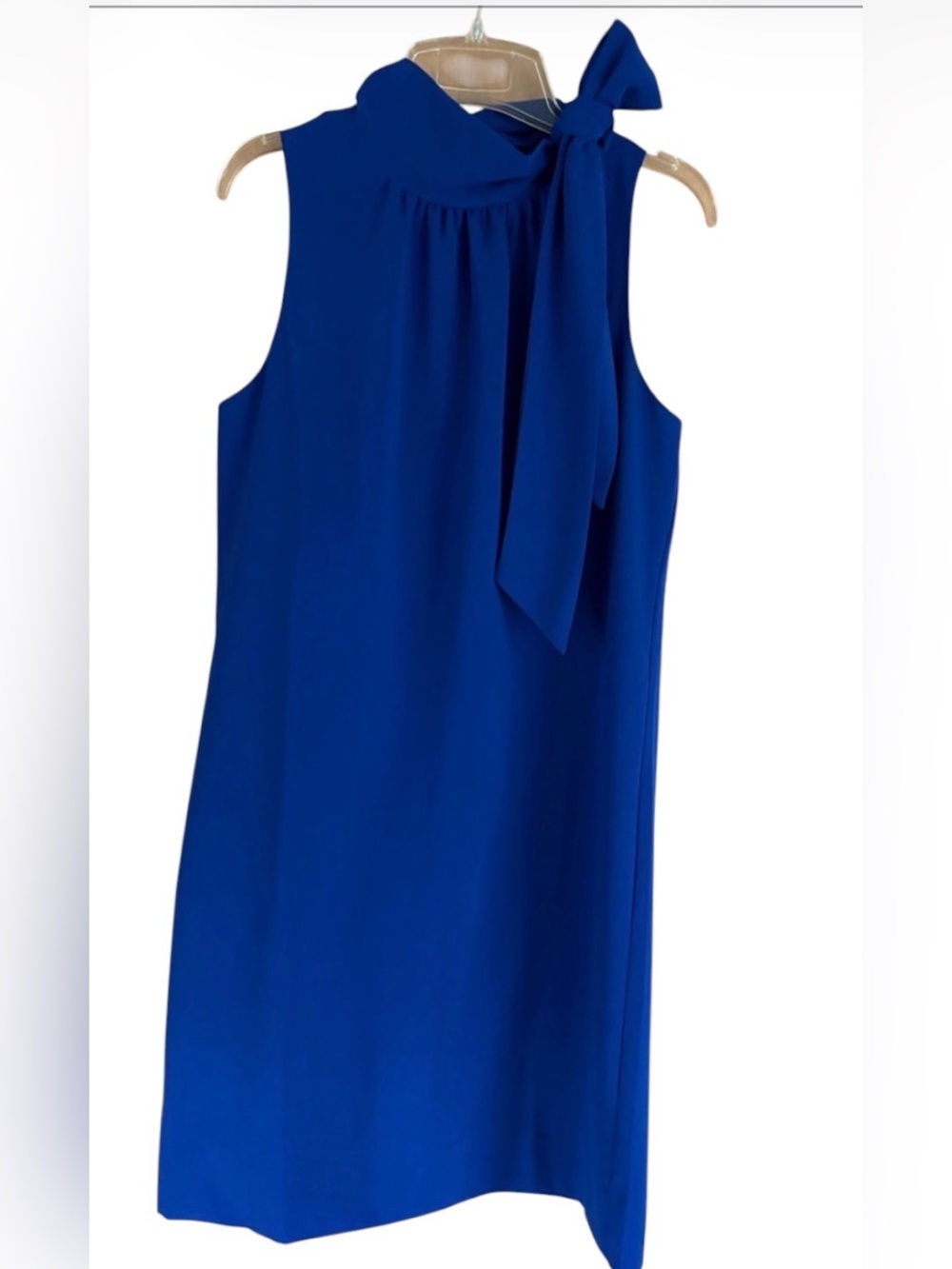 Size 6 Sleeveless Bow-Neck Shift Dress in Cobalt Blue